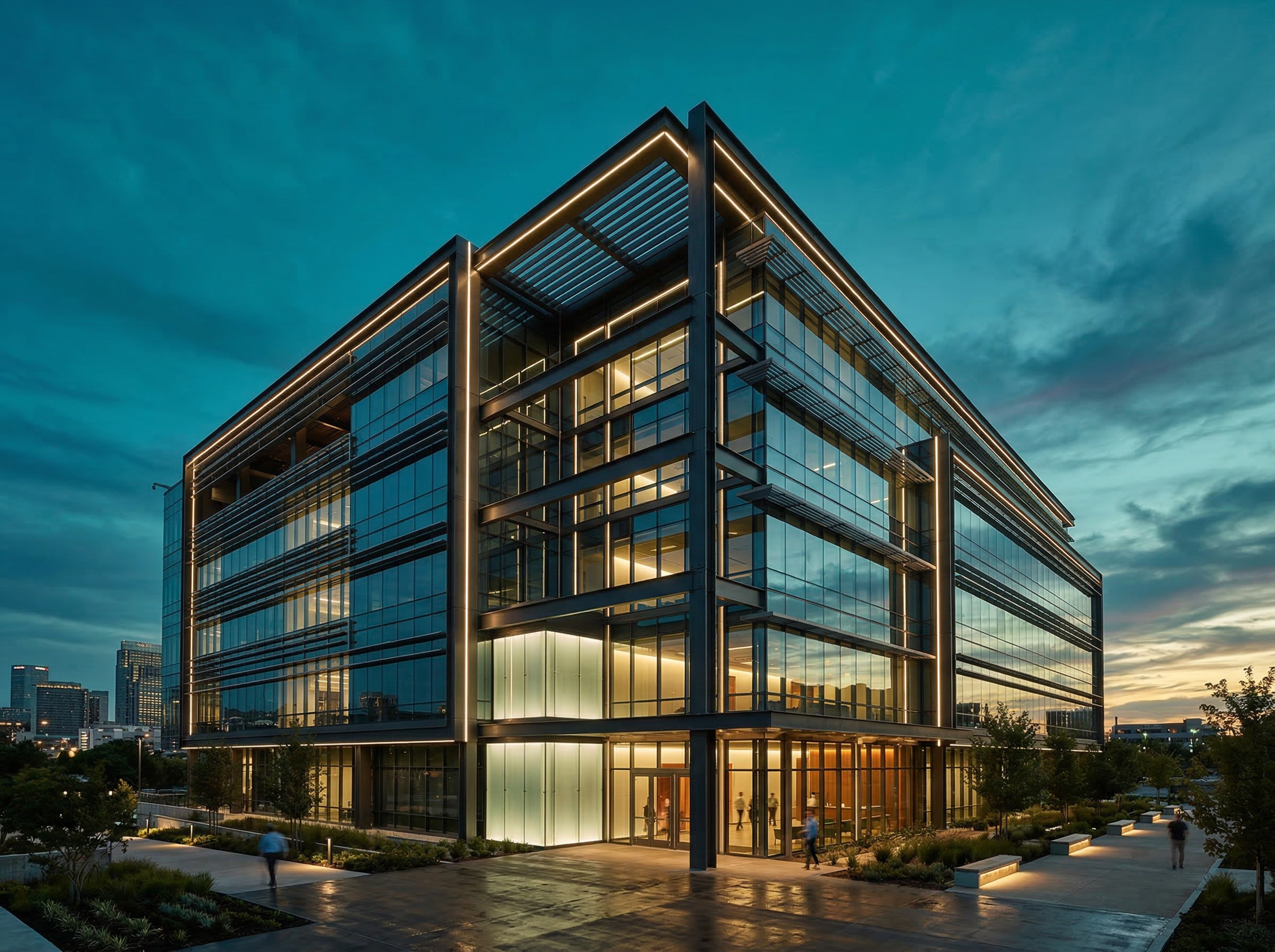 Modern commercial building with efficient engineering systems